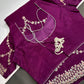 Purple Crepe Designer Saree - 