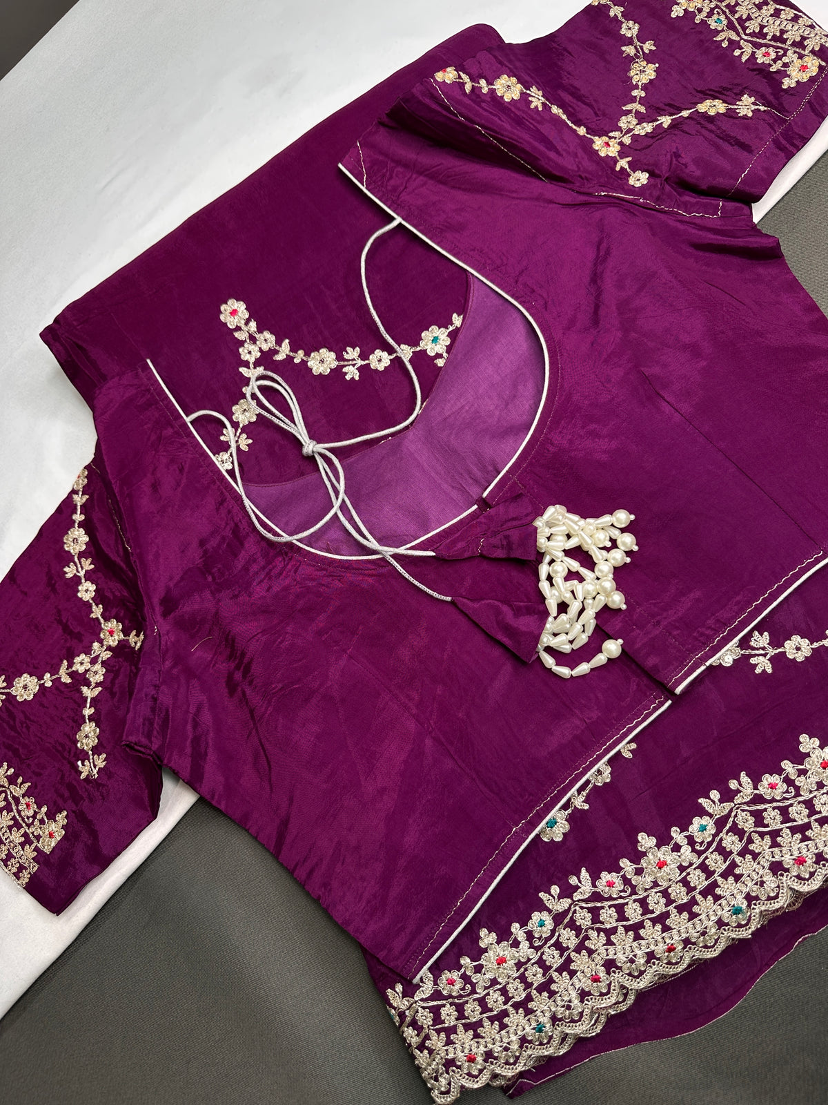 Purple Crepe Designer Saree - 
