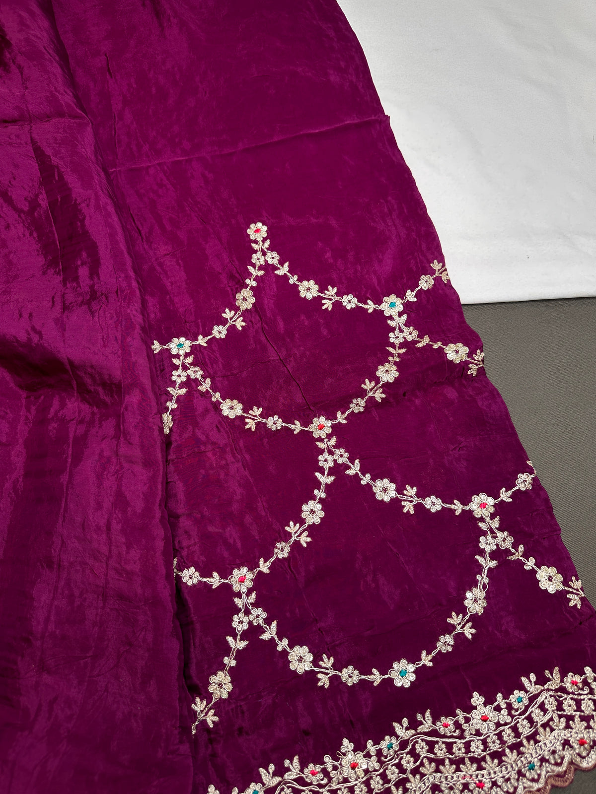 Purple Crepe Designer Saree - 