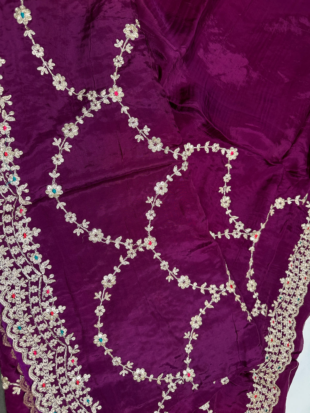 Purple Crepe Designer Saree - 