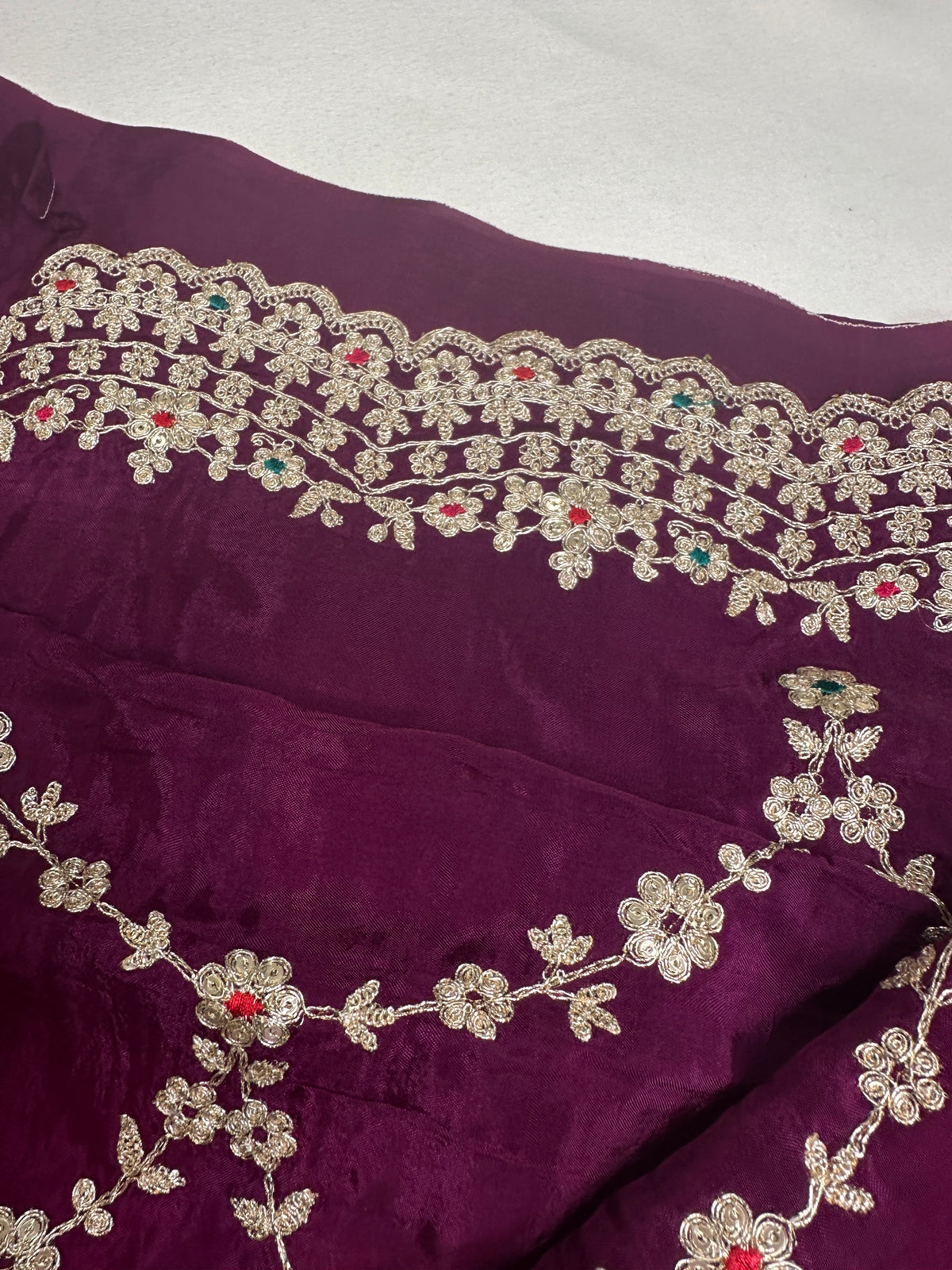 Purple Crepe Designer Saree - 
