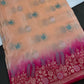 Peach Crepe Designer Banarsi Saree - 