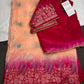 Peach Crepe Designer Banarsi Saree - 