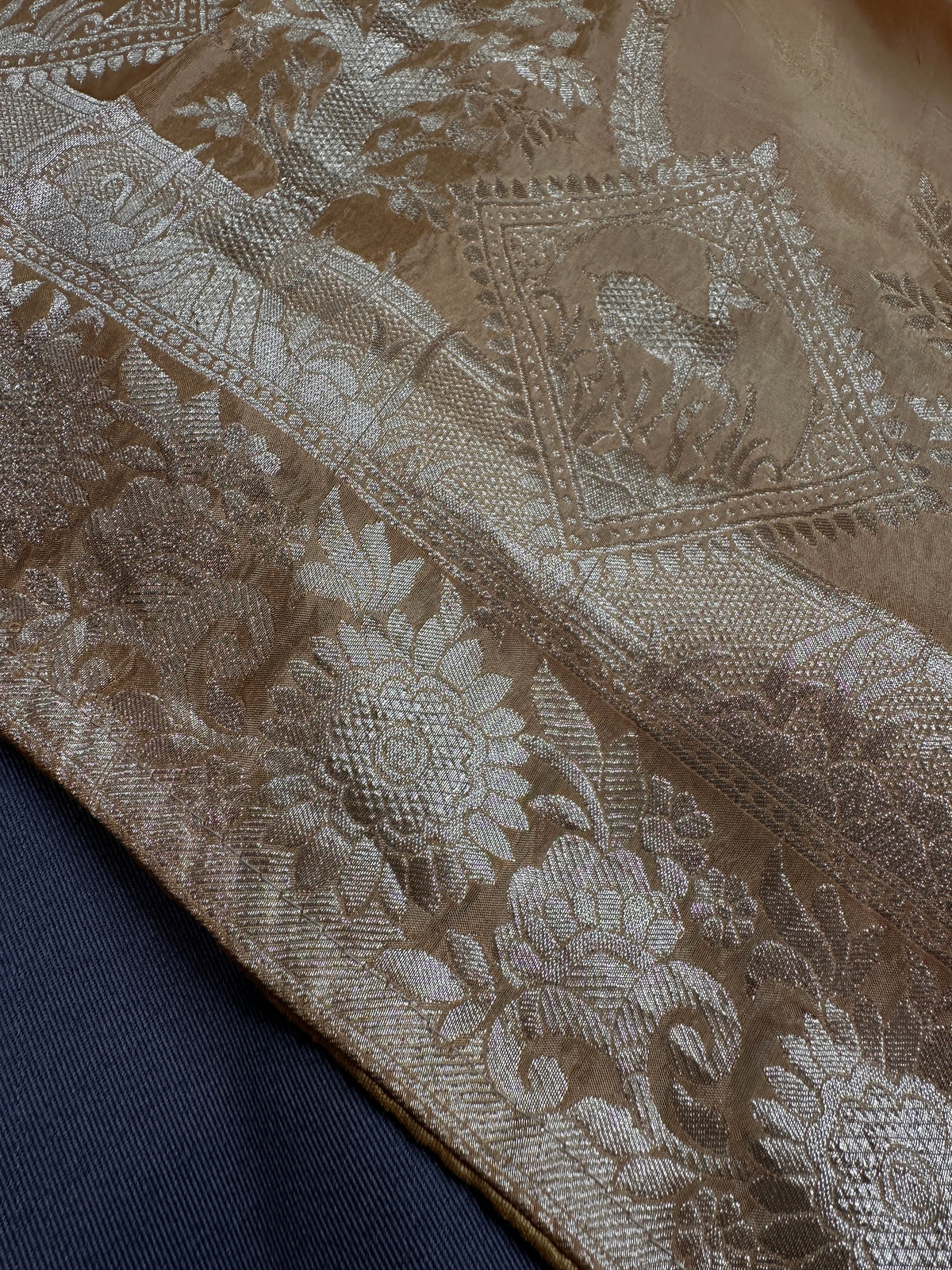 Gold Brown Crepe Designer Banarsi Saree - 