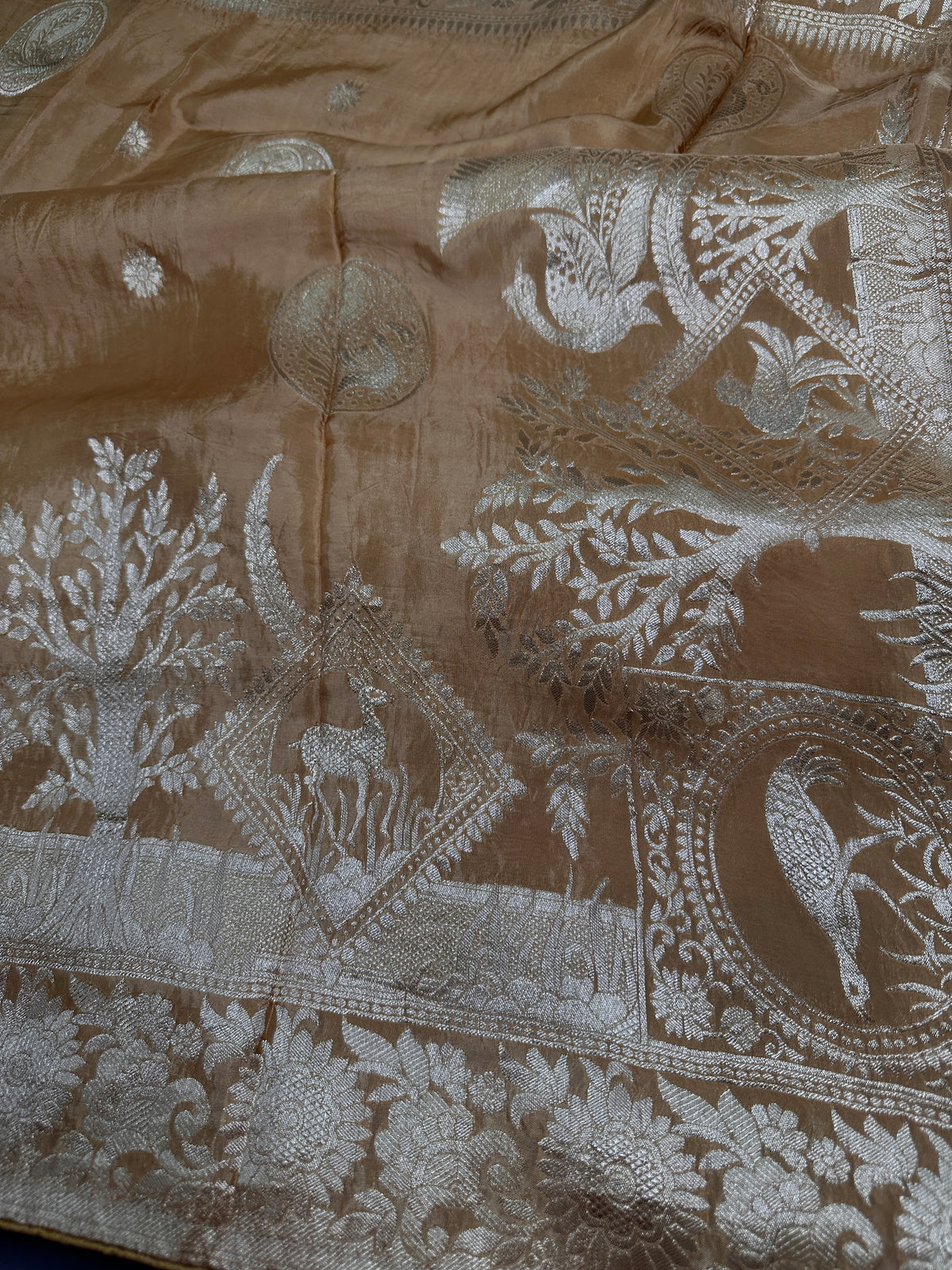 Gold Brown Crepe Designer Banarsi Saree - 