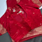 Red Crepe Designer Banarsi Saree - 