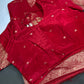 Red Crepe Designer Banarsi Saree - 
