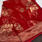 Red Crepe Designer Banarsi Saree - 
