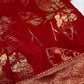 Red Crepe Designer Banarsi Saree - 