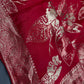 Red Crepe Designer Banarsi Saree - 