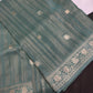 Teal Crepe Tissue Banarsi Saree - 