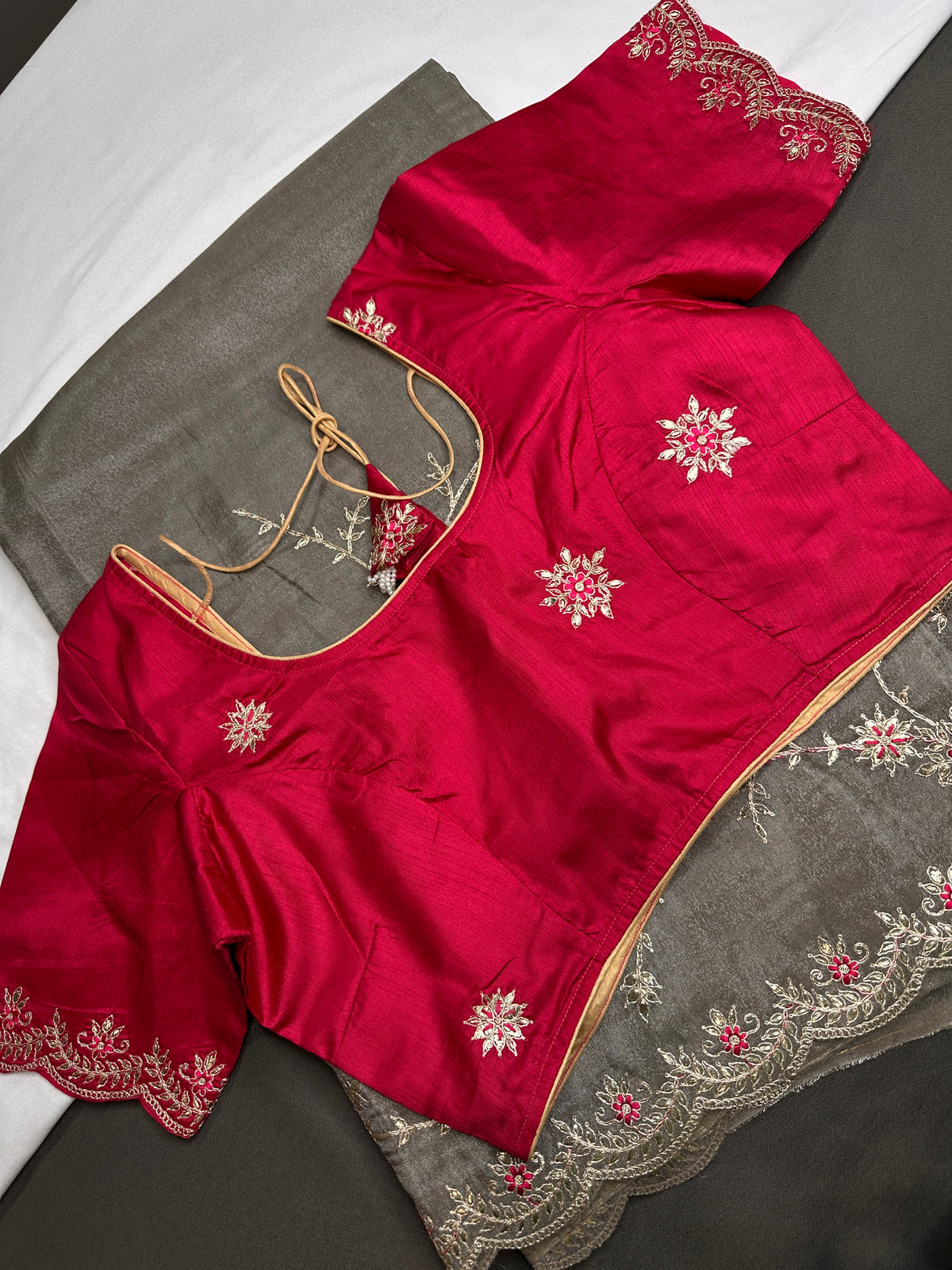 Grey Tissue Designer Banarsi Saree - 