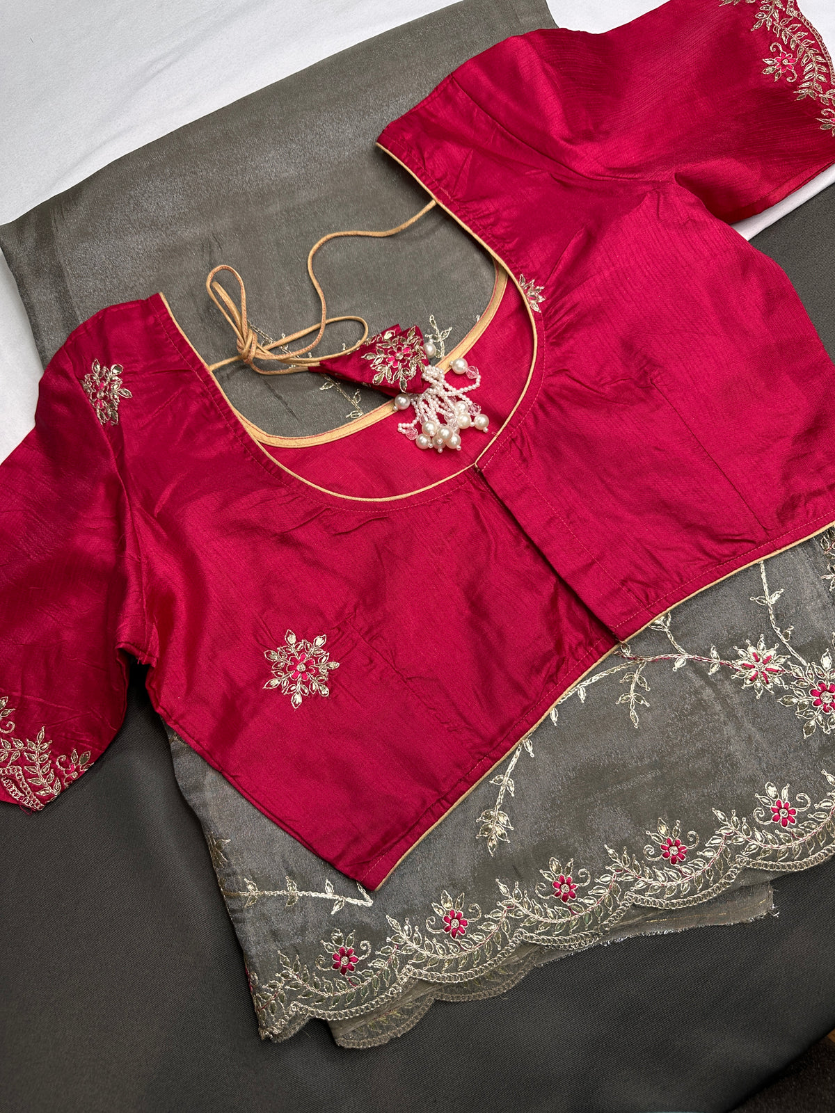 Grey Tissue Designer Banarsi Saree - 