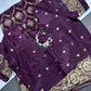Plum Crepe Designer Banarsi Saree - 