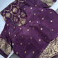Plum Crepe Designer Banarsi Saree - 