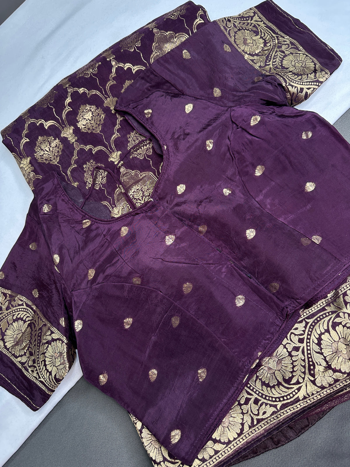 Plum Crepe Designer Banarsi Saree - 