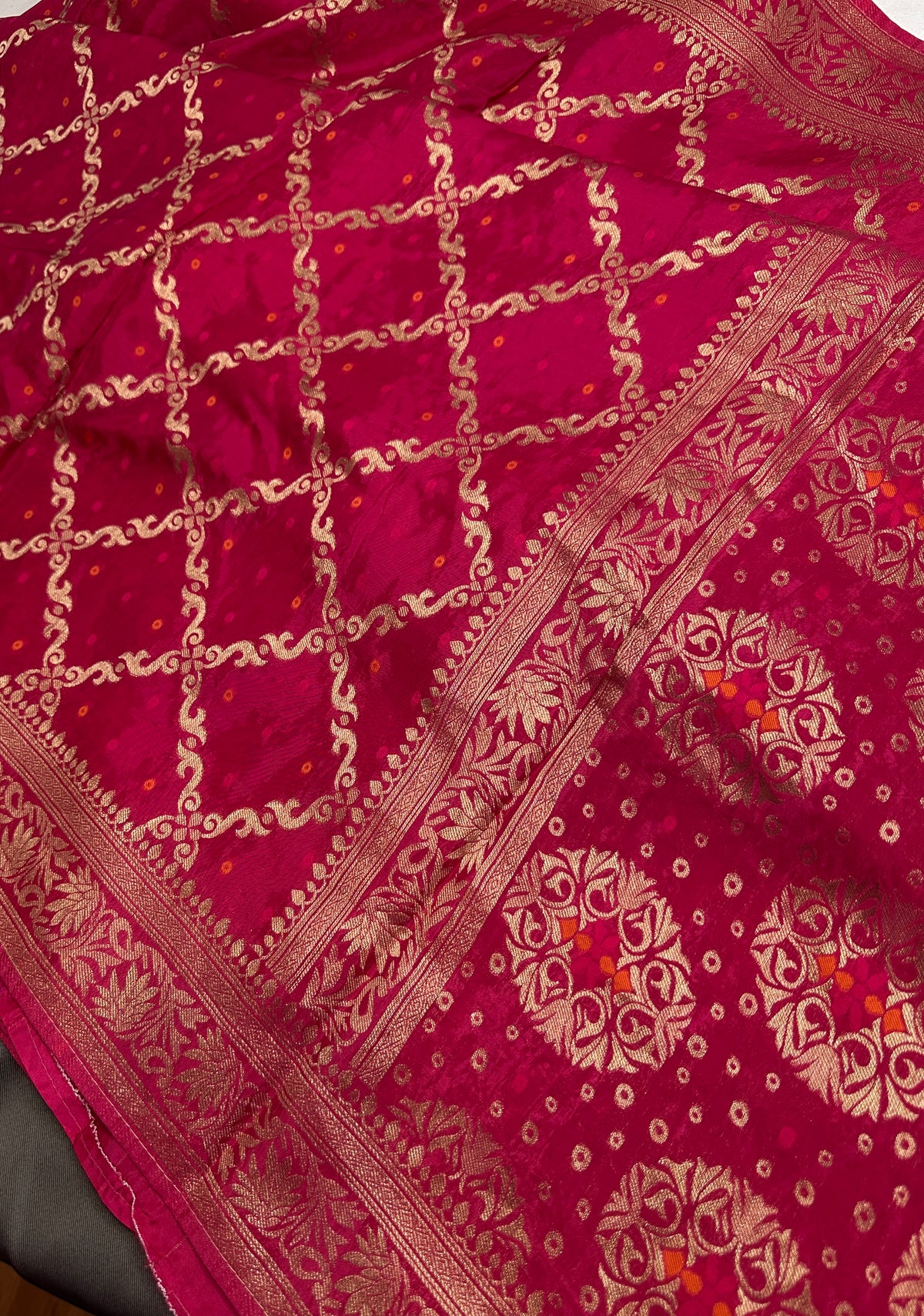 Pink Crepe Designer Banarsi Saree - 