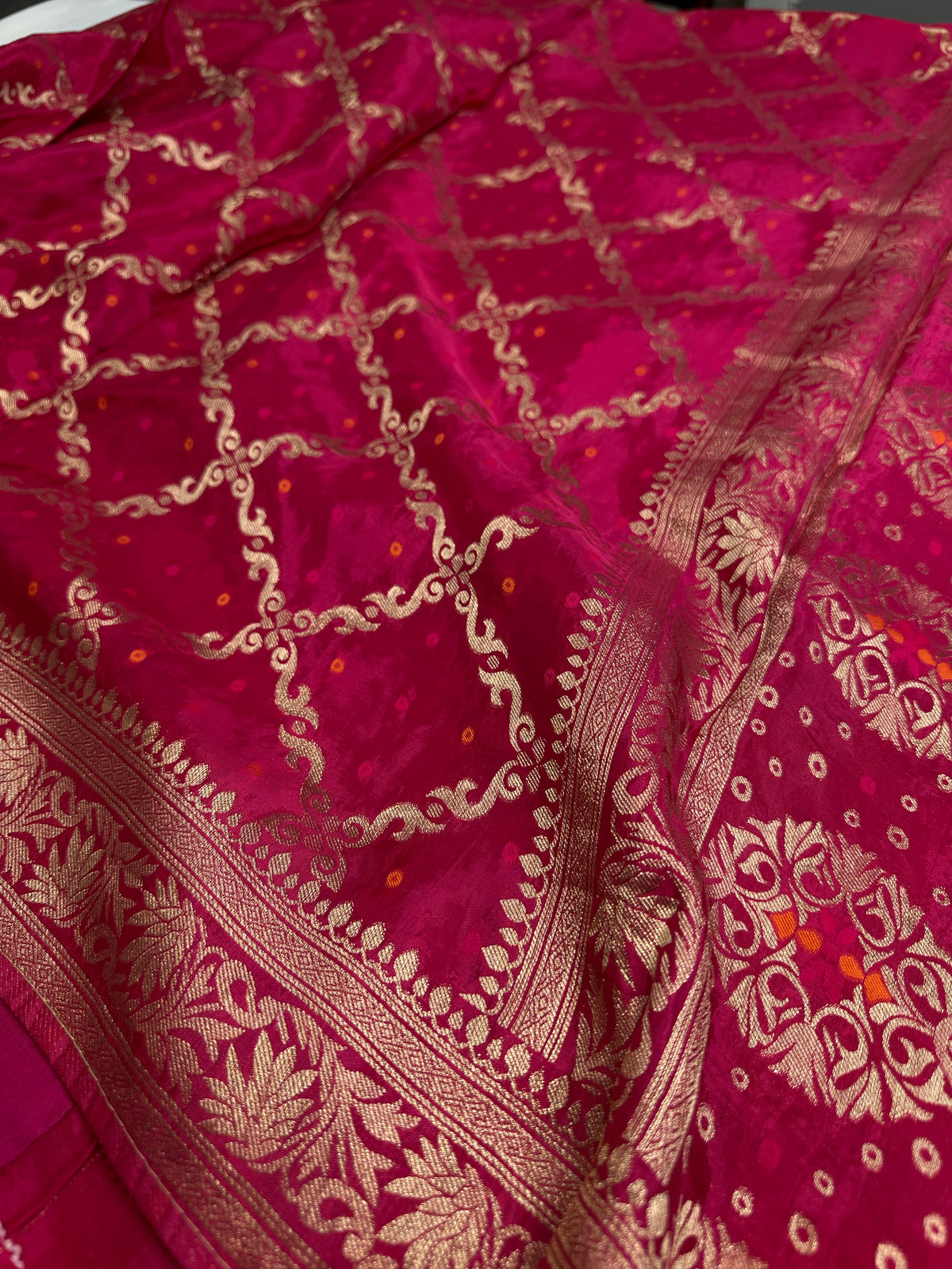 Pink Crepe Designer Banarsi Saree - 
