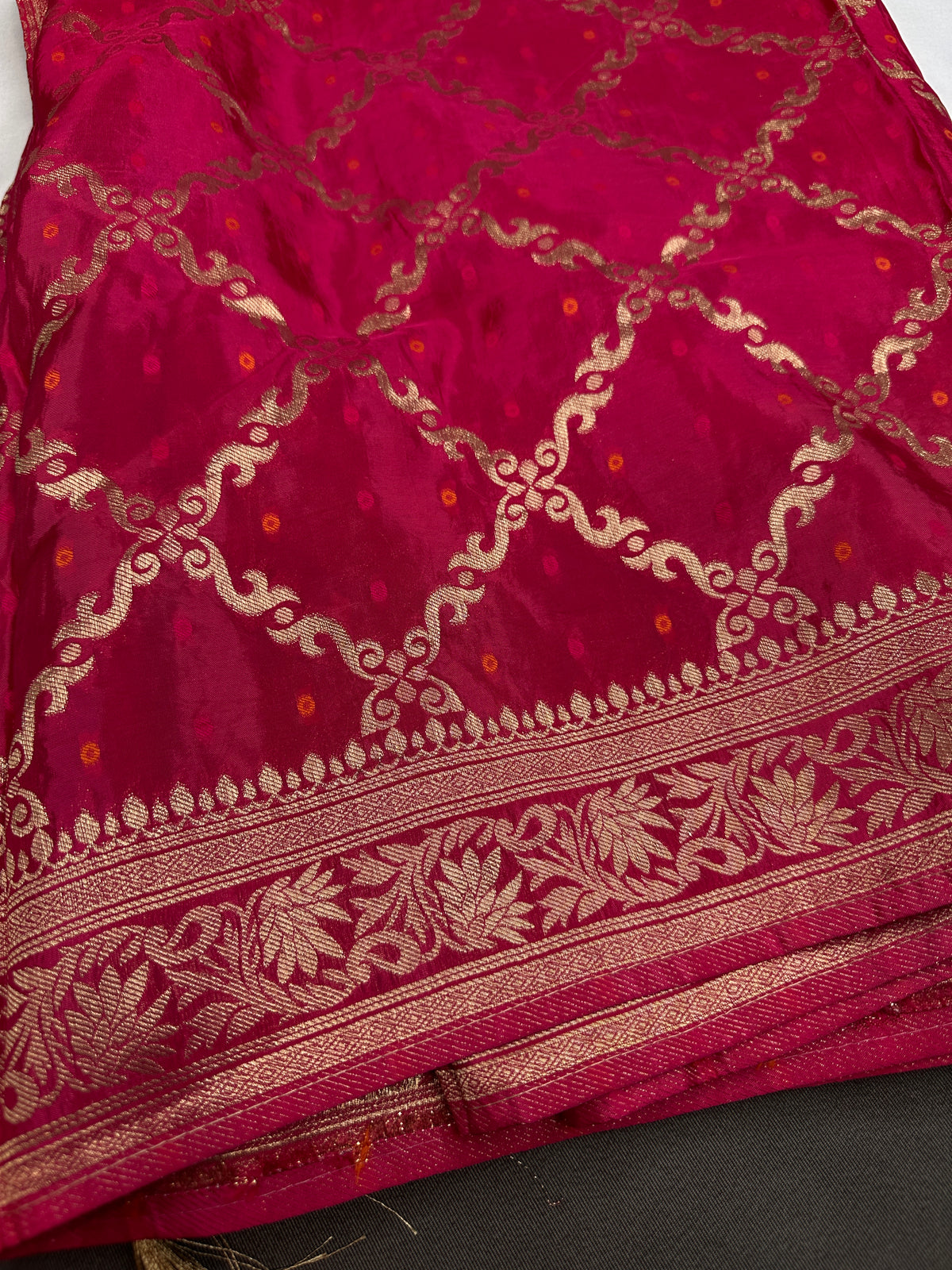 Pink Crepe Designer Banarsi Saree - 