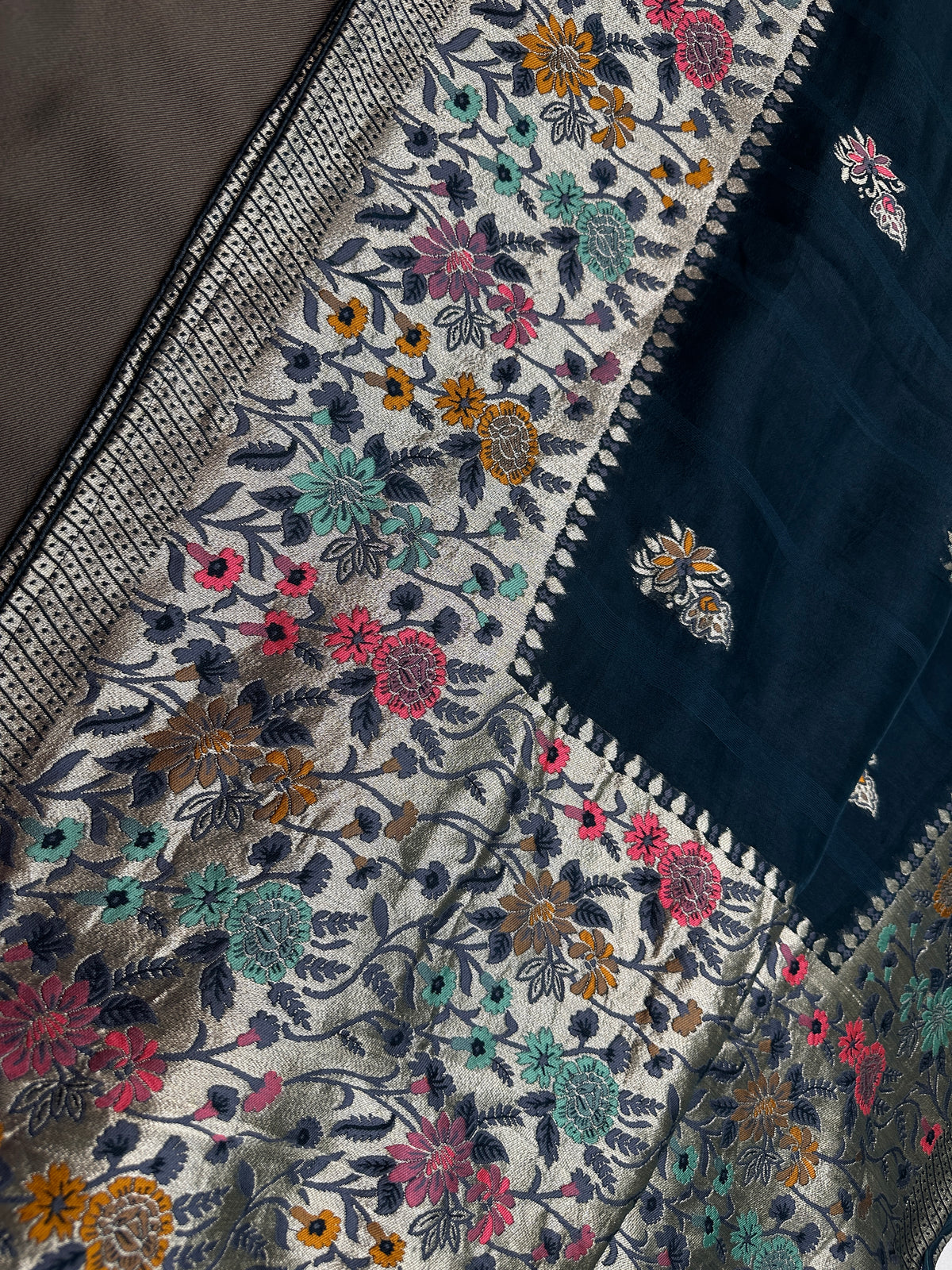 Teal Georgette Designer Banarsi Saree - 