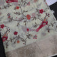 Cream Crepe Designer Banarsi Embroidery Saree - 