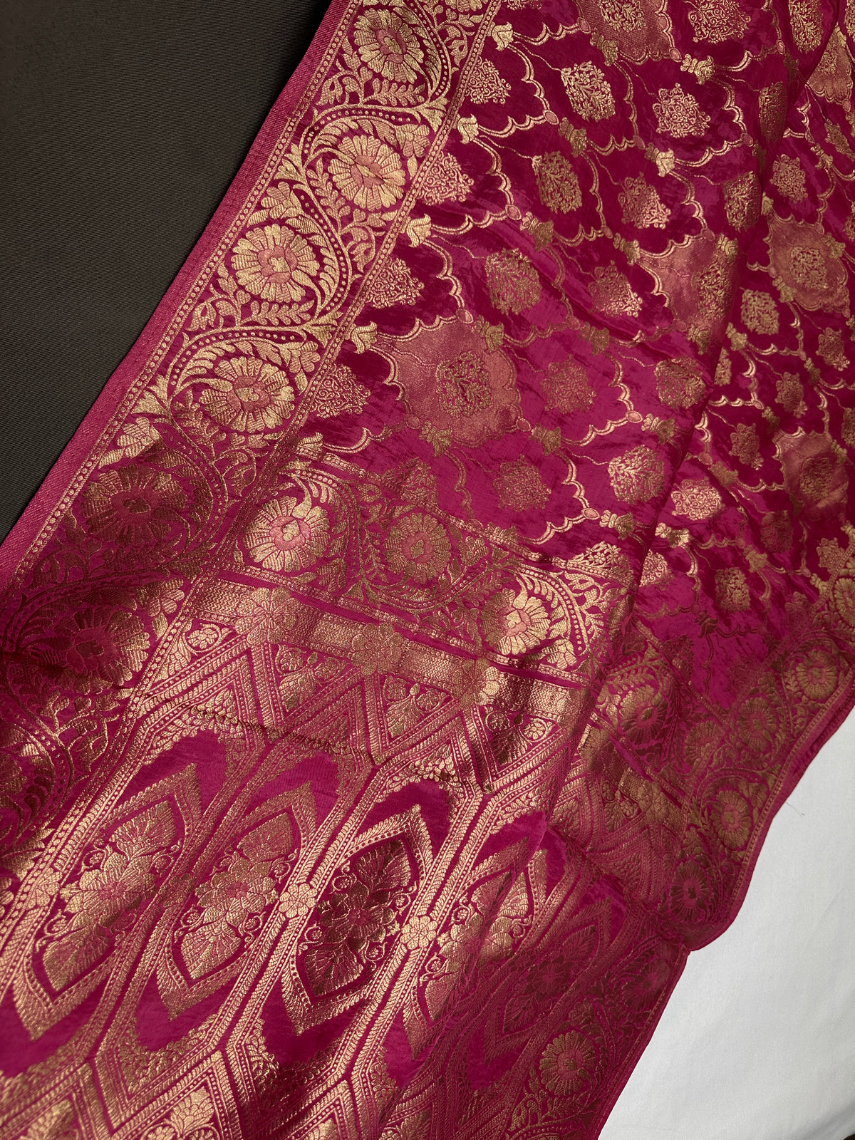 Pink Crepe Designer Banarsi Saree - 