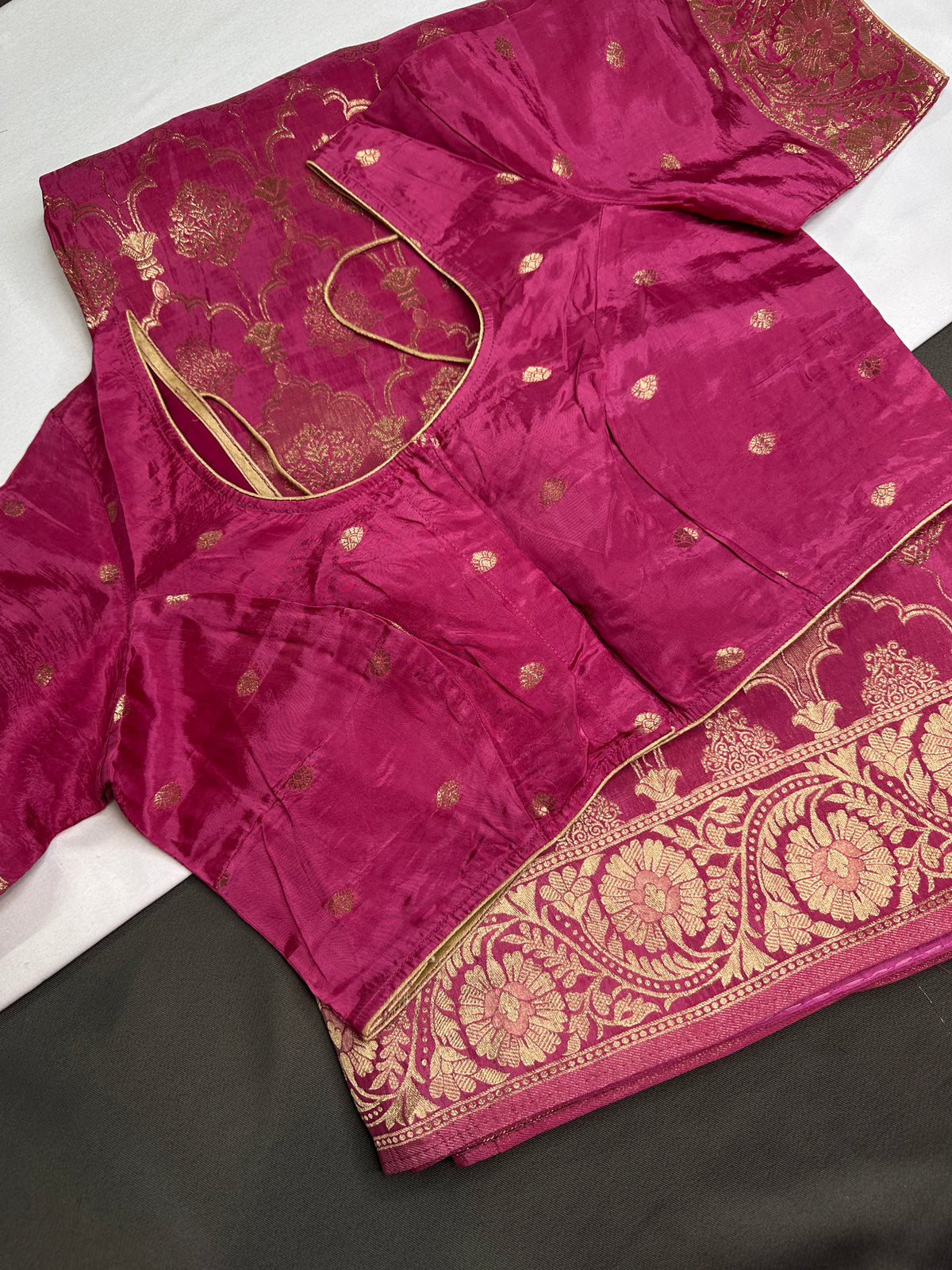 Pink Crepe Designer Banarsi Saree - 
