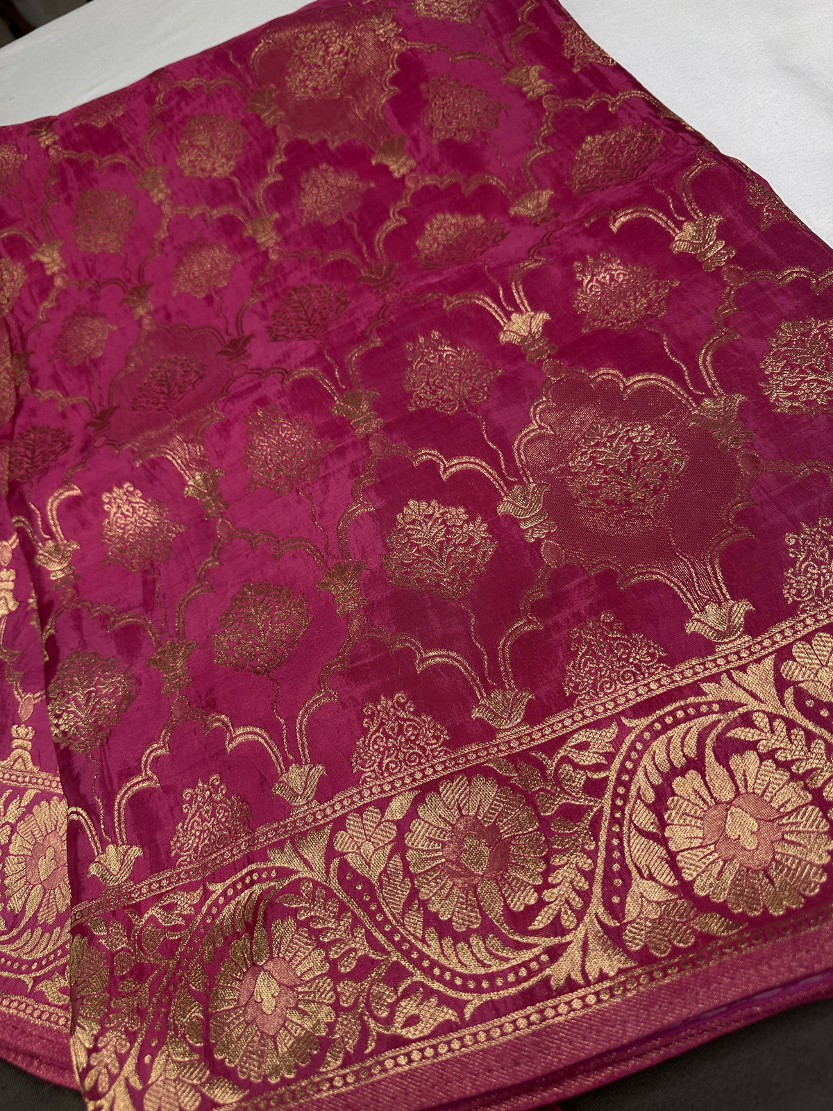 Pink Crepe Designer Banarsi Saree - 