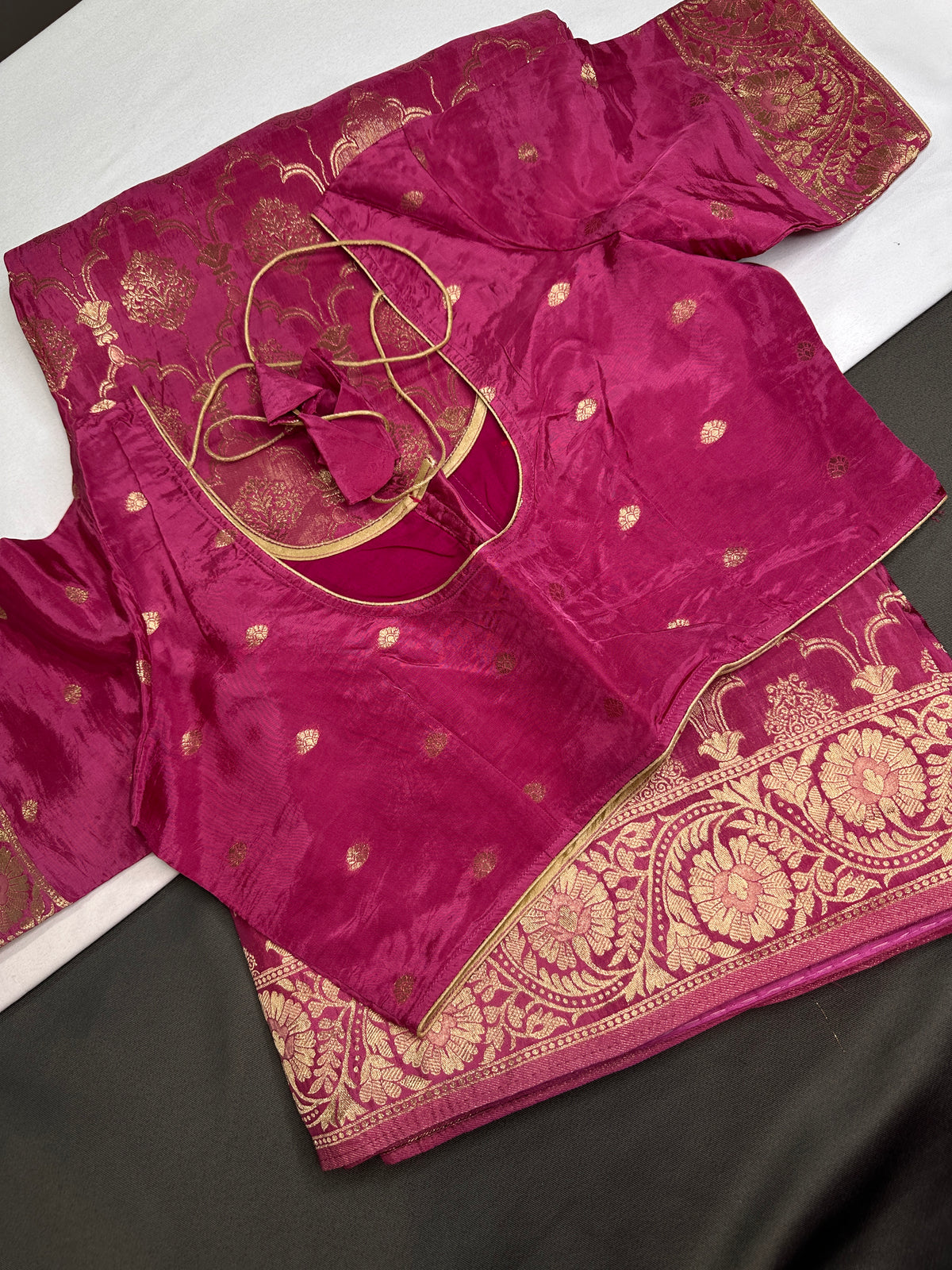 Pink Crepe Designer Banarsi Saree - 