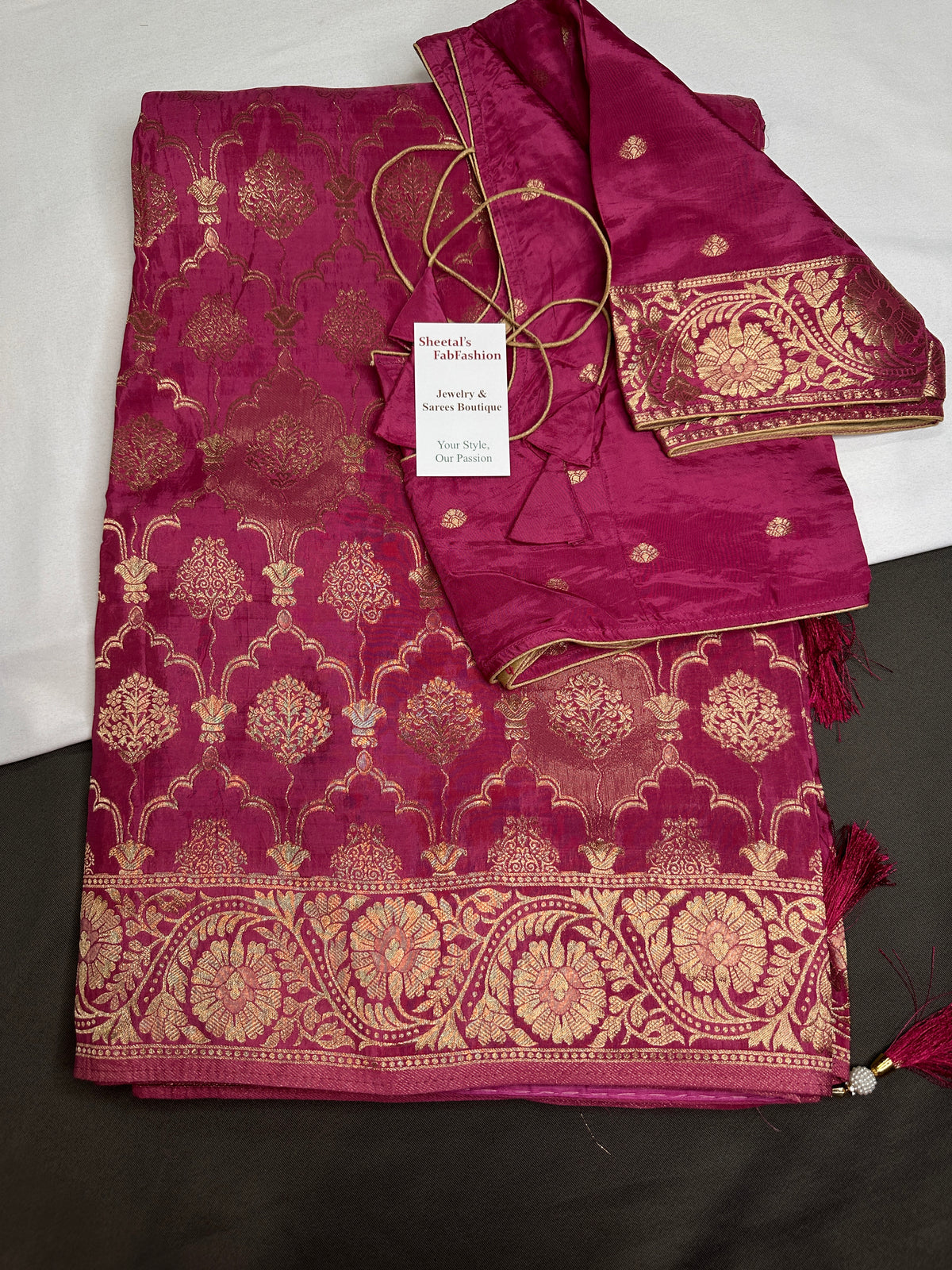 Pink Crepe Designer Banarsi Saree - 