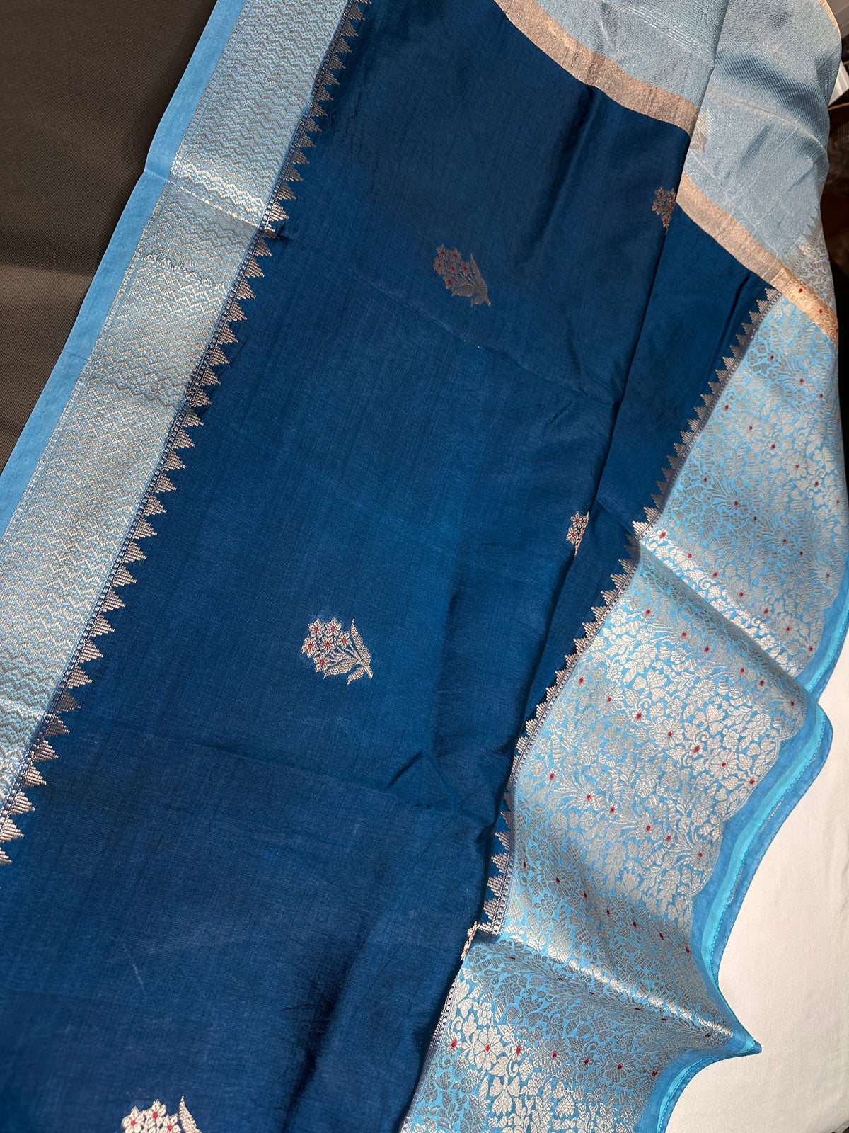 Blue Raw Mango Light Weight Silk Saree - 
