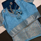 Blue Raw Mango Light Weight Silk Saree - 