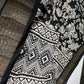 Kalamkari Cotton Silk Black White Floral Print Saree with kanchi Border - 