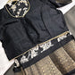 Kalamkari Cotton Silk Black White Floral Print Saree with kanchi Border - 