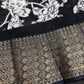 Kalamkari Cotton Silk Black White Floral Print Saree with kanchi Border - 