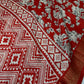 Kalamkari Cotton Silk Red White Floral Print Saree with kanchi Border - 