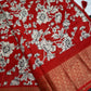 Kalamkari Cotton Silk Red White Floral Print Saree with kanchi Border - 