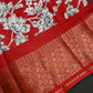 Kalamkari Cotton Silk Red White Floral Print Saree with kanchi Border - 