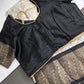 Kalamkari Cotton Silk Black Cream Floral Print Saree with kanchi Border - 