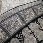 Kalamkari Cotton Silk Black Cream Floral Print Saree with kanchi Border - 