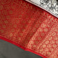 Kalamkari Cotton Silk Red Half White Floral Print Saree with kanchi Border - 