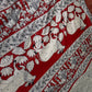 Kalamkari Cotton Silk Red Half White Floral Print Saree with kanchi Border - 