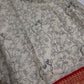 Kalamkari Cotton Silk Red Half White Floral Print Saree with kanchi Border - 
