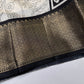 Kalamkari Cotton Silk Black Cream Floral Print Saree with kanchi Border - 