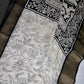 Kalamkari Cotton Silk Black Cream Floral Print Saree with kanchi Border - 