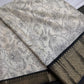 Kalamkari Cotton Silk Black Cream Floral Print Saree with kanchi Border - 