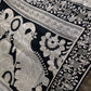 Kalamkari Cotton Silk Black Cream Floral Print Saree with kanchi Border - 