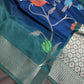 Oraganza Tissue Jamdani Weaving Blue Green Saree - 