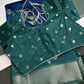 Oraganza Tissue Jamdani Weaving Blue Green Saree - 