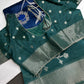 Oraganza Tissue Jamdani Weaving Blue Green Saree - 